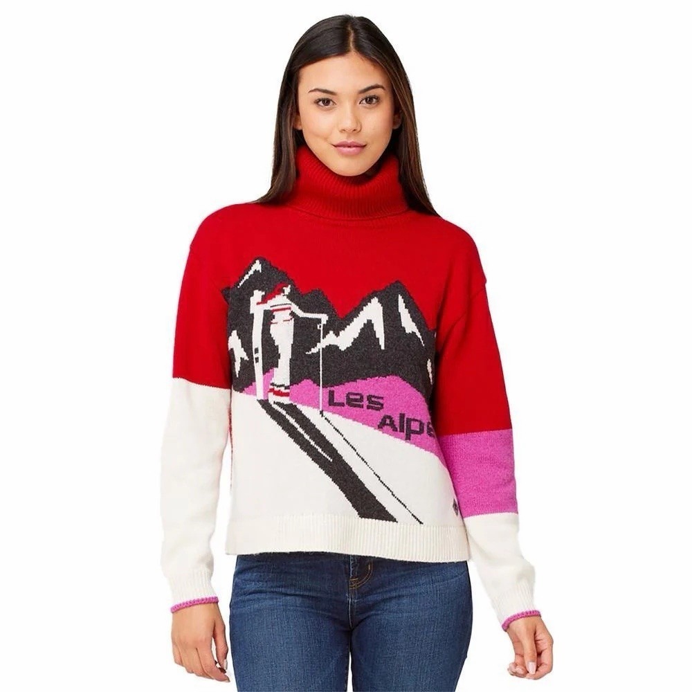 Crimson Clover Alpaca Merino Ski Sweater Alpine Après Ski Red XS